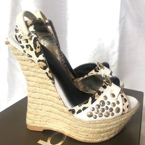 Bebe leopard print embellished espadrilles